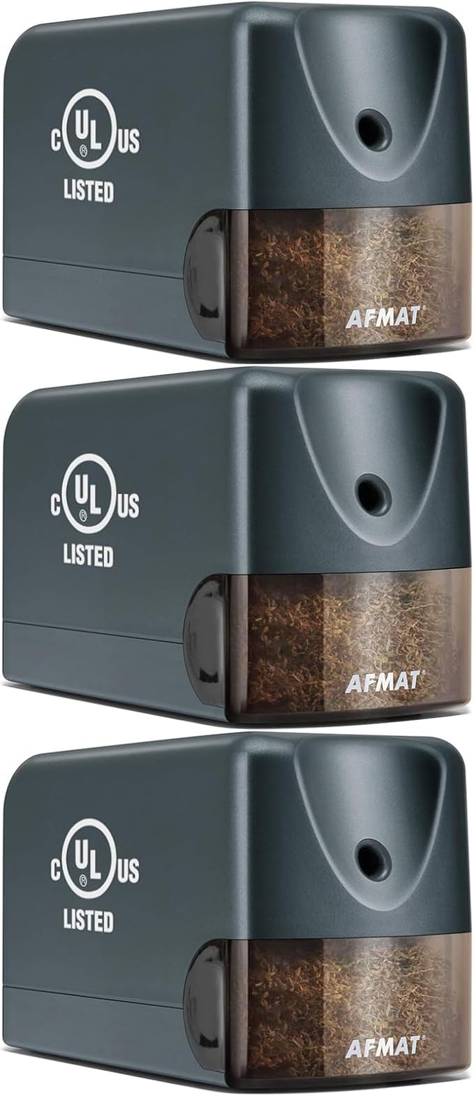 AFMAT 3 Pack Electric Pencil Sharpener, Heavy Duty Pencil Sharpener for Classroom, 6.5-8mm No.2/Colored Pencils, UL Listed, 10,000+ Sharpenings for Home, Office, School, PS66