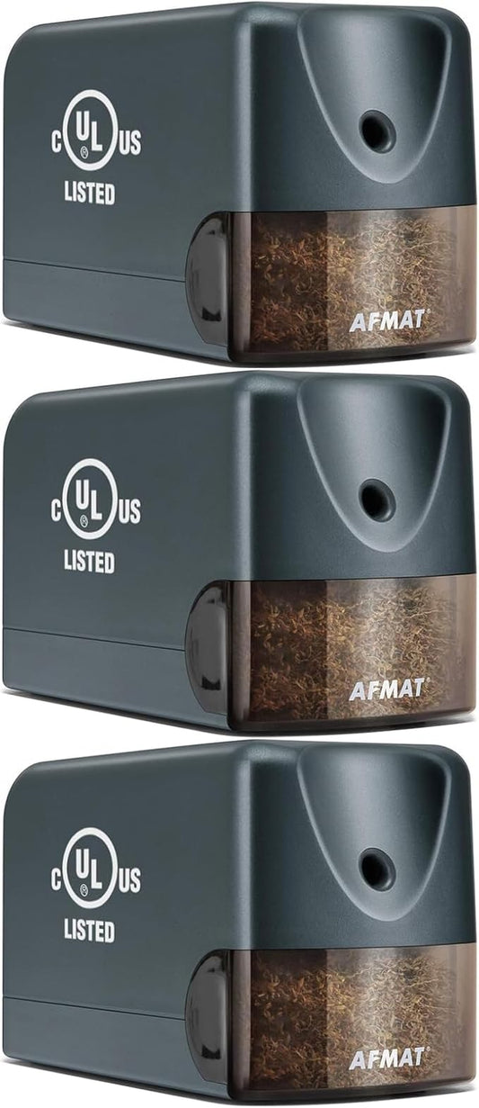AFMAT 3 Pack Electric Pencil Sharpener, Heavy Duty Pencil Sharpener for Classroom, 6.5-8mm No.2/Colored Pencils, UL Listed, 10,000+ Sharpenings for Home, Office, School, PS66