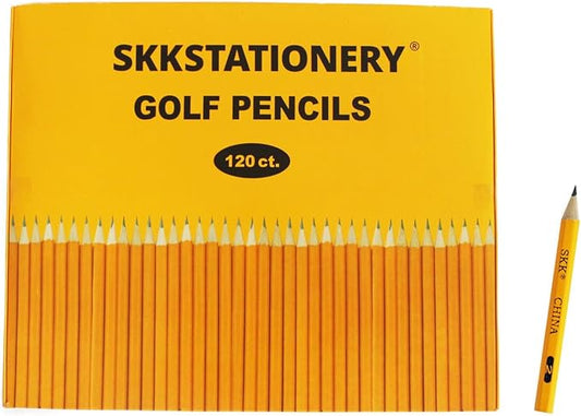 SKKSTATIONERY 120 Pcs Golf Pencils, Half Pencils, 3.5inch Pencil, Break-Resistant Lead No.2 HB pencil, Hexagon, Sharpened, 120/box.