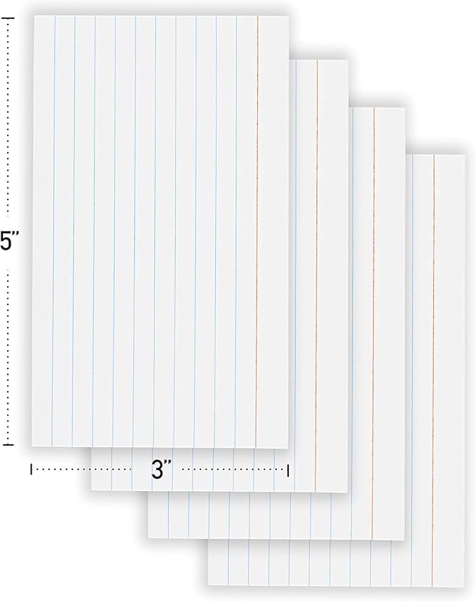 Index Cards 3x5 Bulk, (2400 Cards), Notecards, Flashcards, Notecards 3x5 lined, Blank on Back, Flashcards for School Home and Office, Ruled Index Card, 100 Per Pack, (24 Pack)