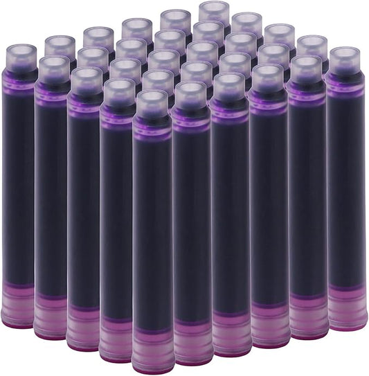 Jinhao Fountain Pen Refill Ink Cartridges, Violet Color, Set of 30 PCS, International Standard Size Disposable and Generic Ink Refill Cartridges