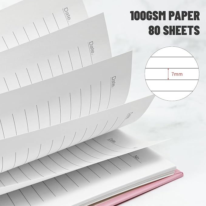 Lined Spiral Notebook B5 Hardcover Pink College Ruled Journal 100GSM 7x10