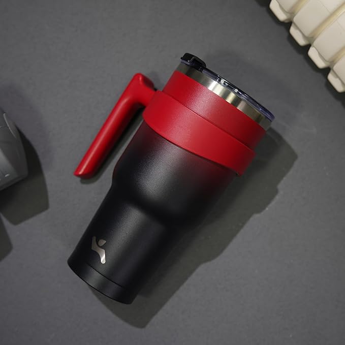 Konokyo 30 oz Tumbler with Handle and 2 Straw 2 Lid, Insulated Water Bottle Stainless Steel Vacuum Cup Reusable Travel Mug,Mystic Moon