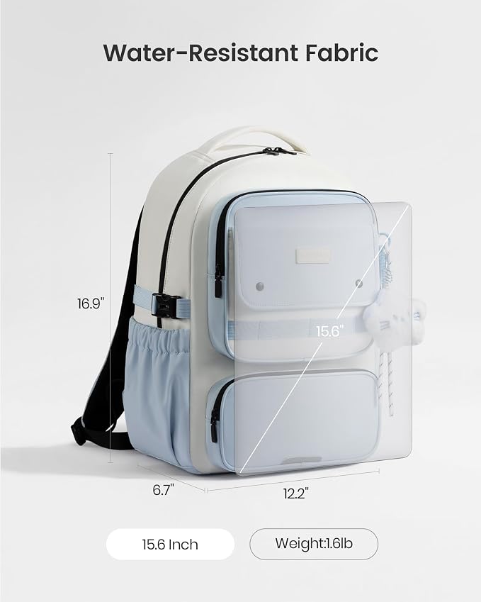LOVEVOOK School Backpack for Teen Girl, Cute Bookbag with Large Bottle Holder, Lightweight Elementary Middle High School Student Backpack Fits 15.6 Inch Laptop, Back to Schools Kid Gift, Black