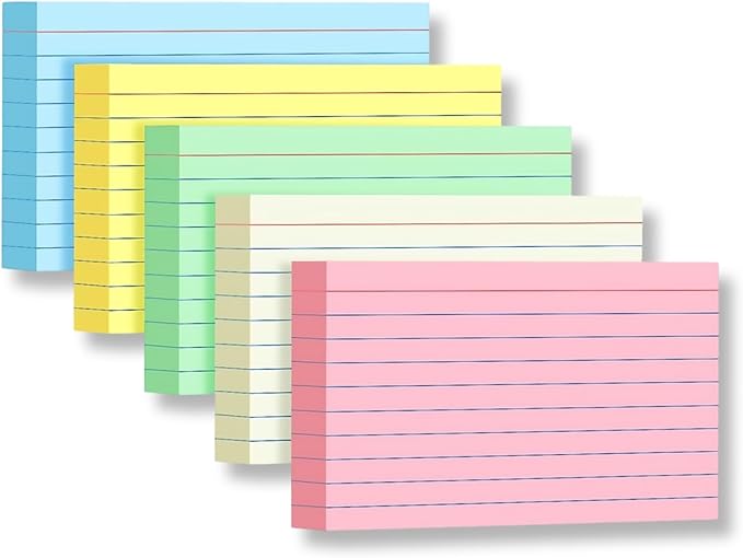 3x5 Colorful Index Cards, Heavy Duty Neon 250 Sheets Lined Flashcards for Studying, Office & Home Use – Vibrant Organizing Tools