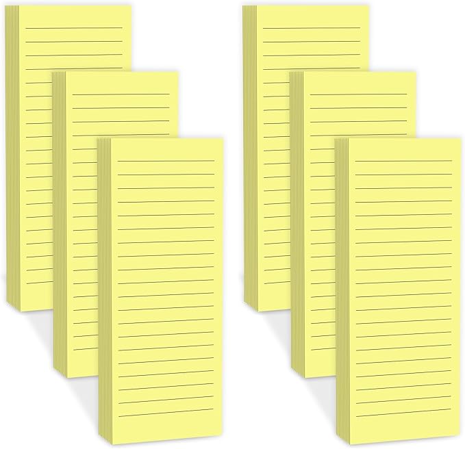 Magnetic Notepads Note Pads for Fridge with Full Magnet Back, 180 Sheets Yellow Lined Refrigerator Notepad, 30 Sheets Per Pad for Grocery List, Shopping List, Office, Home, To-Do Lists & Memos