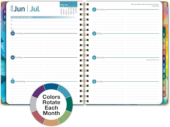HARDCOVER Academic Year 2026-2027 Planner: 14 Months (May 2026 Through June 2027) 8.5"x 11" Daily Weekly Monthly Planner Yearly Agenda. Bookmark, Pocket Folder and Sticky Note Set (Rainbow Petals)
