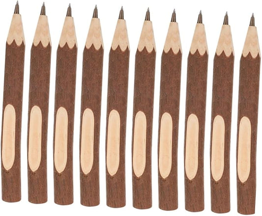 NUOBESTY Wooden Ballpoint Pens 17cm Small Biodegradable Tree Bark Writing Pens 10pcs Lightweight Comfortable Grip for Home Office Use
