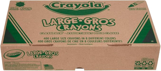 Crayola Crayon Classpack 400ct (8 Colors), Bulk School Supplies, Teacher Classroom Must Haves, Preschool & Kindergarten, Large Crayons for Kids & Toddlers