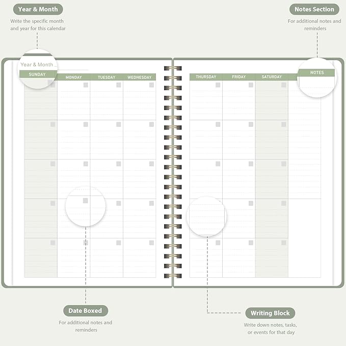 Undated Weekly Planner, Weekly To Do List Notebook with Goal, Organizer & Habit Tracker, A5 Daily Planner with Spiral Binding, Ideal for Office School Suppies