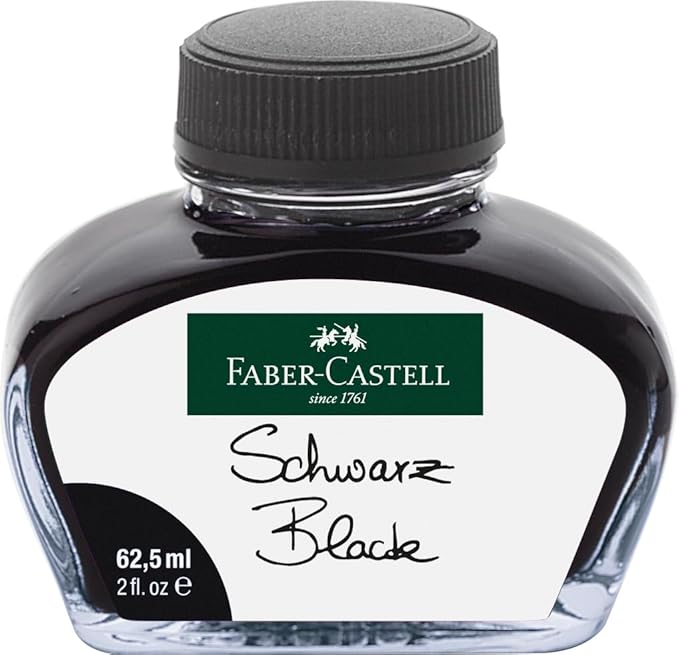 Faber-Castell Fountain Pen Ink, Black - 65.5ml Ink Bottle - Liquid Ink for Fountain Pens