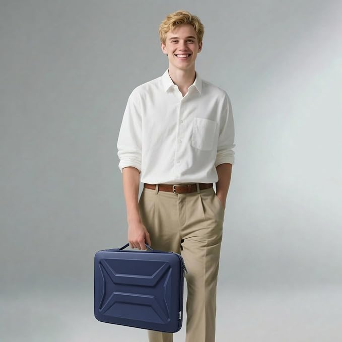 DOMISO 13.3-14 Inch Laptop Hard Case, Waterproof Shockproof Hard Shell Laptop Sleeve Protective Computer Bag for Macbook Pro/Lenovo ThinkPad/Dell XPS/HP Pavilion,Navy Blue