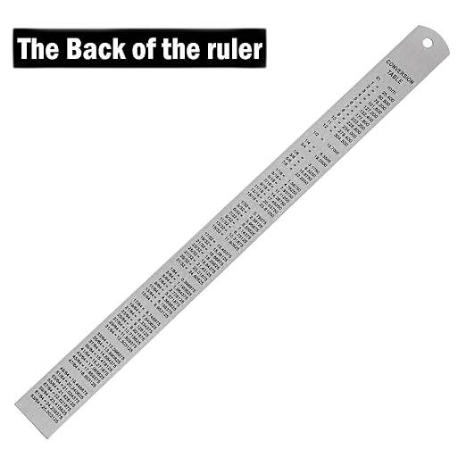Stainless Steel 12 Inch Ruler Kit with Conversion Table and Metric Straight Edge