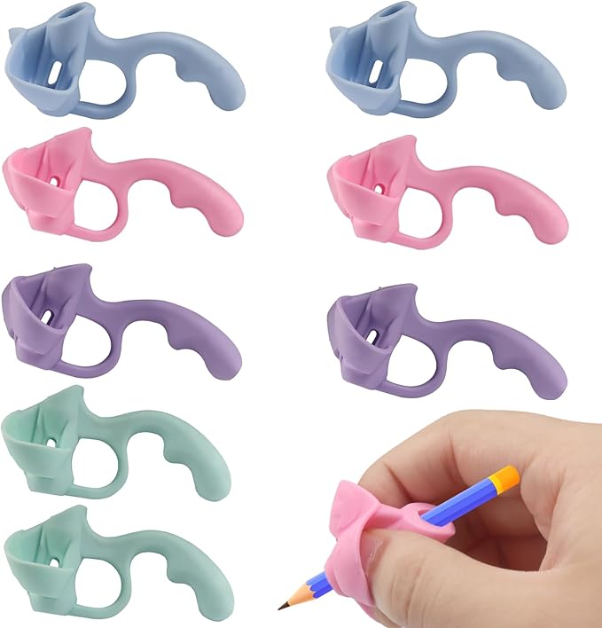 8 Pcs Silicone Pencil Grips for Kids Handwriting, Multicolor Aid Pencil Holder Teaching Supplies for Toddlers, Adults, Preschooler