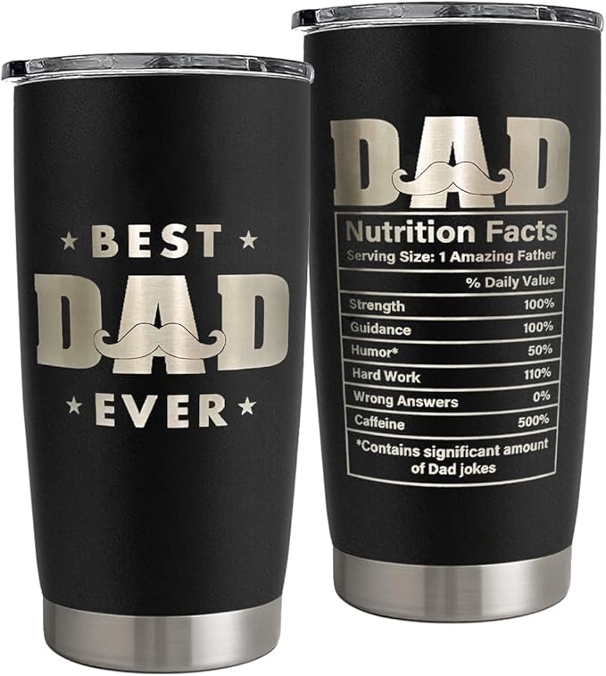 Dad Gifts for Men, Dad Tumbler Cup for Father's Day Birthday, 20 oz Stainless Steel Insulated Coffee Mug Double Wall Travel Mug with Lid