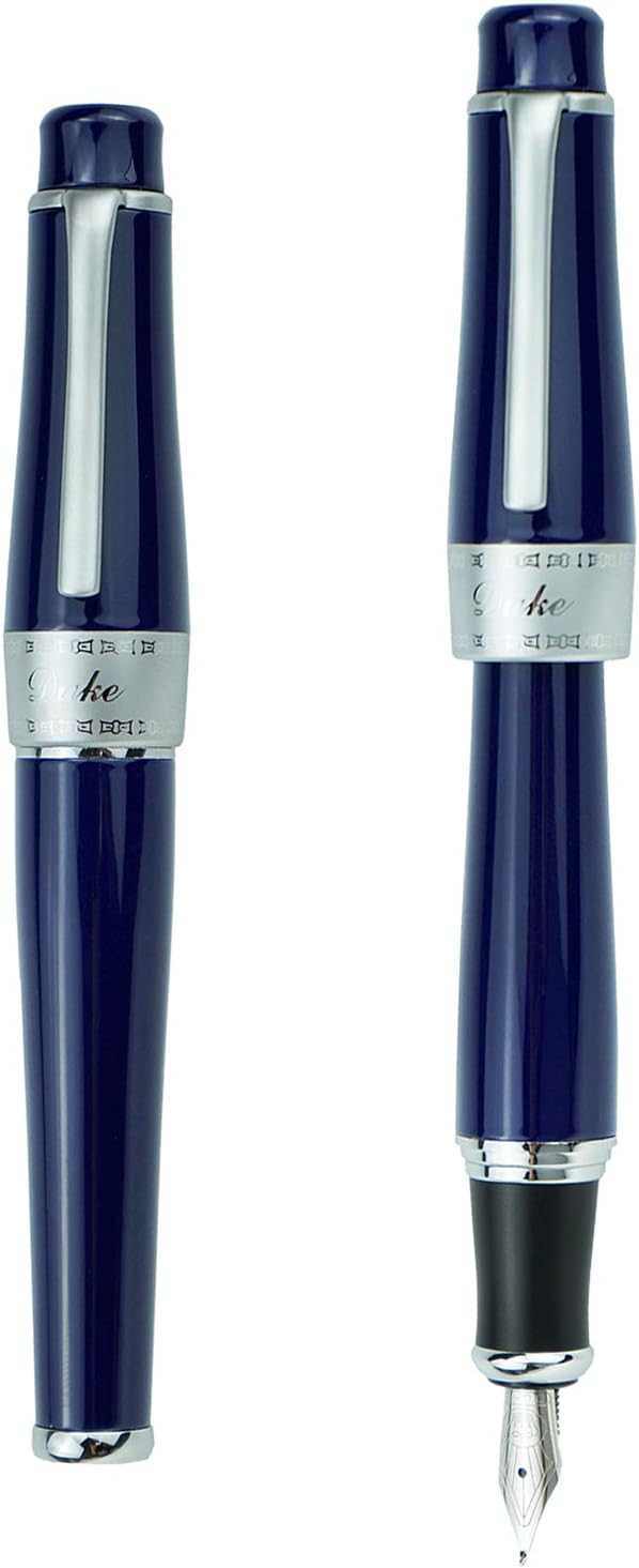 Asvine Duke Charlie Chaplin Commemoration Bent Nib Fountain Pen Dark Blue Color, Calligraphy Collection Fude Pen 0.5-1.2mm line