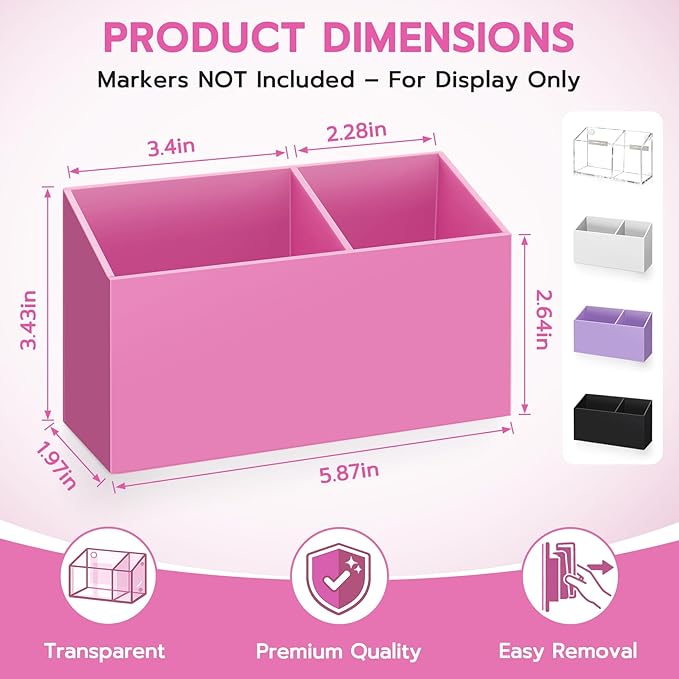 MR.MATE Magnetic Pen Holder, Magnetic Dry Erase Marker Holder for Whiteboard, Non-Slip Pencil Cup Holders for Fridge, Magnet Locker Organizer for Office Classroom Desk Accessories (Pink)