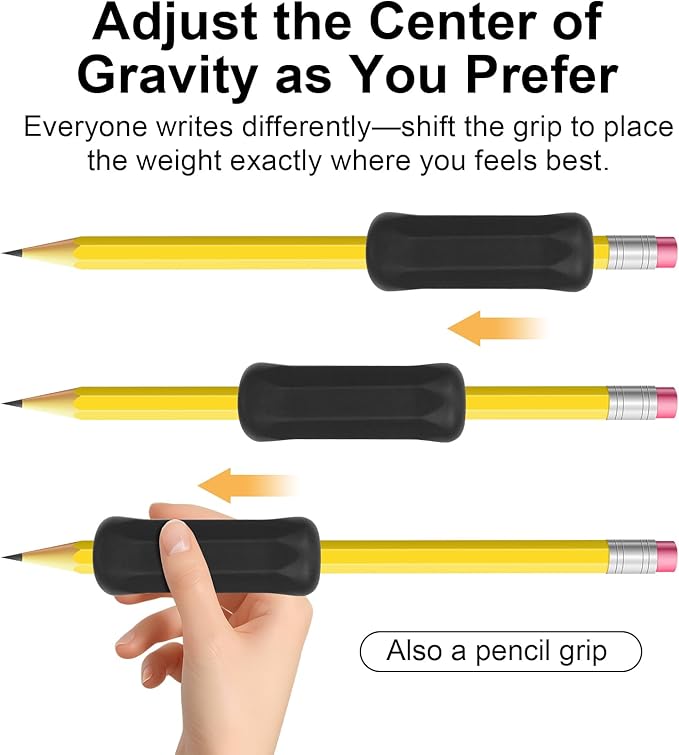 Weighted Pencil Grips 4 Pack, 1 oz Silicone Handwriting Aids for Kids & Adults, Writing Support for Dysgraphia, Autism, ADHD, Arthritis, Tremors, Grip Strength & Fine Motor Skills