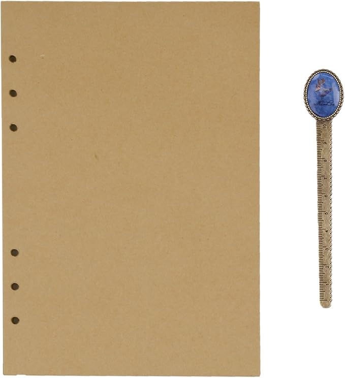 A5 Kraft Refill Paper 6 Hole Punched Filler Paper Refills for A5 Loose Leaf Notebook Travel Journal Personal Diary Planner Binder Scrapbook, 80 Sheet, 160 Page, 5.6 Inches x 8.2 Inches