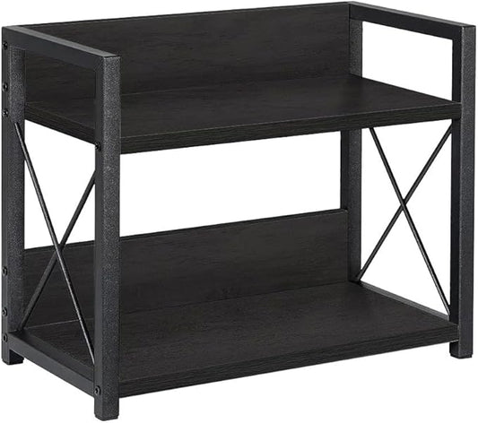 Office Desk Shelf Organizer, Wood Desktop Bookshelf Supplies Storage Rack, Shelf for Top of Desk and Dresser and Cubicle Decor Aesthetic Bookshelf (Black, Small 12.9" Lx6.3 Wx10.2 H)