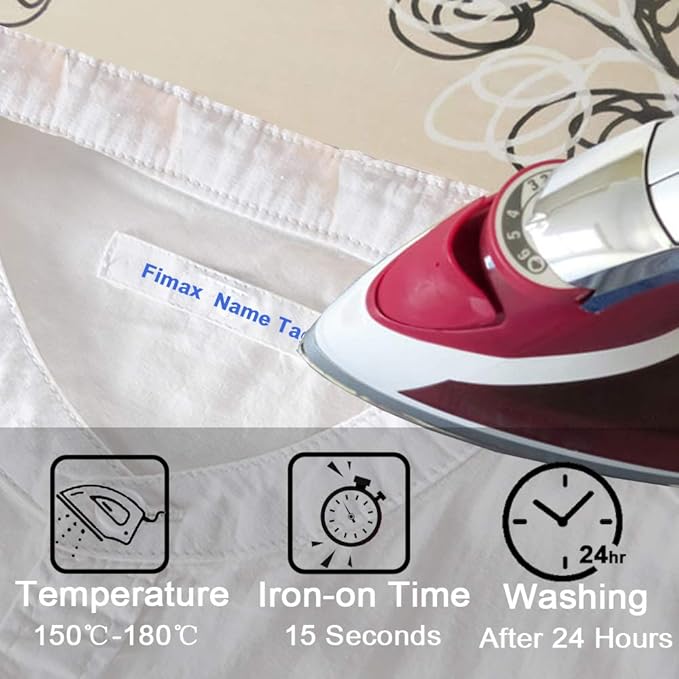 Fimax Compatible Fabric Iron-on Clothing Label Replace for Brother P Touch Fabric Tape TZe-FA3 TZeFA3 Tape 12mm 0.47'' for PT-D210 PT-D400 PT-H100 PT-D200 PT-D600 Labelmakers (Navy Blue on White,4PK)