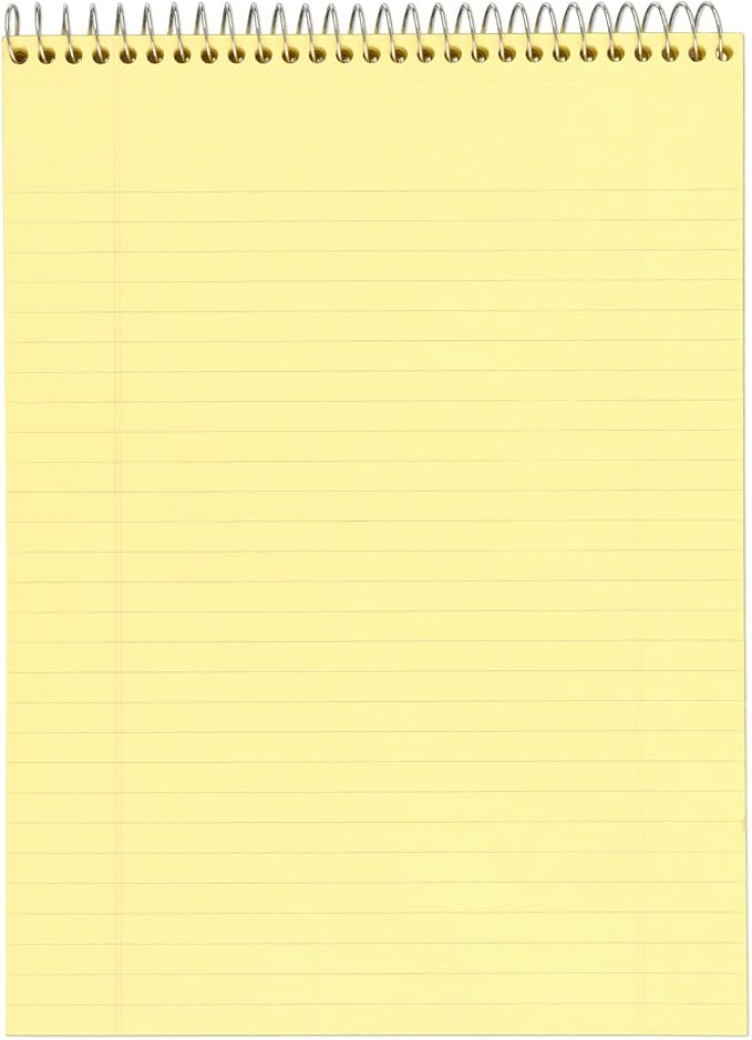 Mead Writing Pads,Wide Ruled Paper,8-1/2" x 11",70 Sheets,Memo Pads,Note-Pads,Steno-Pads,Yellow (59880),(Pack of 12)