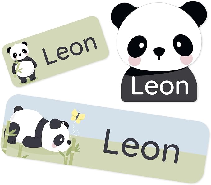 Personalized Daycare Name Labels (84) – Daycare Labels & Name Stickers for Kids – Labels for Kids Stuff Daycare – Waterproof for Baby Bottles, Clothing & Lunch Boxes - Panda