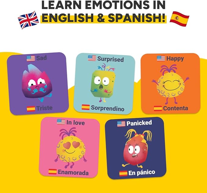 Kidrox Emotions Matching Game – Bilingual Memory Card Game in English & Spanish for Kids Ages 3+ | Learn & Mimic Emotions with Kidrox Squad | Premium Magnetic Box | 40 Tiles