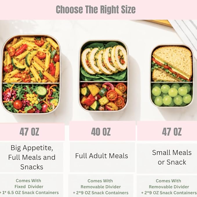 Modaniam Flexibento - 47 OZ Leak proof Stainless Steel Lunch Box Containers with Silicone Lids, Steel Bento Box, Metal lunch Box, ForestGreen-47OZ-Set Of 2