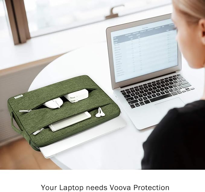 Voova 13 13.6 Inch Laptop Sleeve Case Compatible with MacBook Air 13 M1/M2/M3/M4 2020-2025, MacBook Pro 13/14, IPad Air/Pro 13, Waterproof Slim Computer Bag Cover with Handle, Army Green
