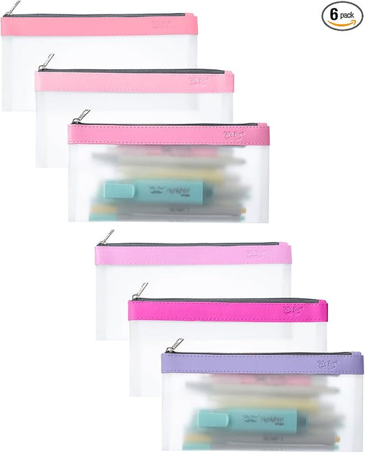 Mr. Pen- Clear Pencil Pouch, 8.50"x4.25", 6 Pack, Durable TPU Material, Medium Water-Resistant Pencil Bags with Smooth Zipper, Multipurpose Clear Pouch for Stationery, School, Office, Travel Supplies