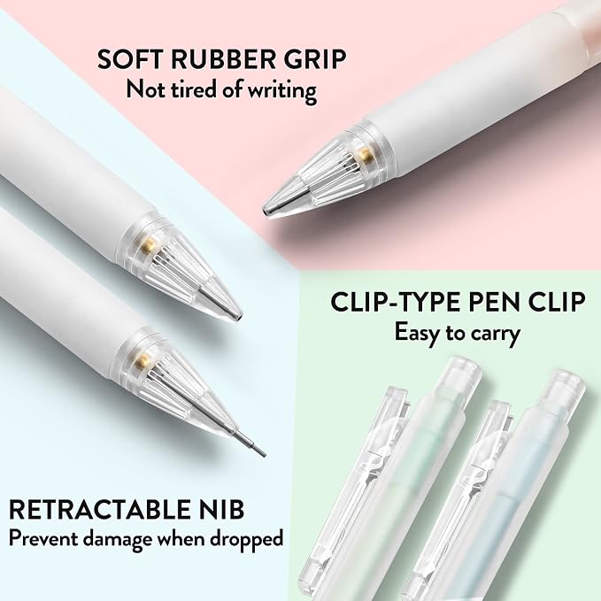 Four Candies Mechanical Pencils - 3PCS Pastel Mechanical Pencils 0.5mm for School, Pink Blue Green 3 Colors, Cute Mechanical Pencil with Eraser Refill for Students Writing, Drawing and Sketching