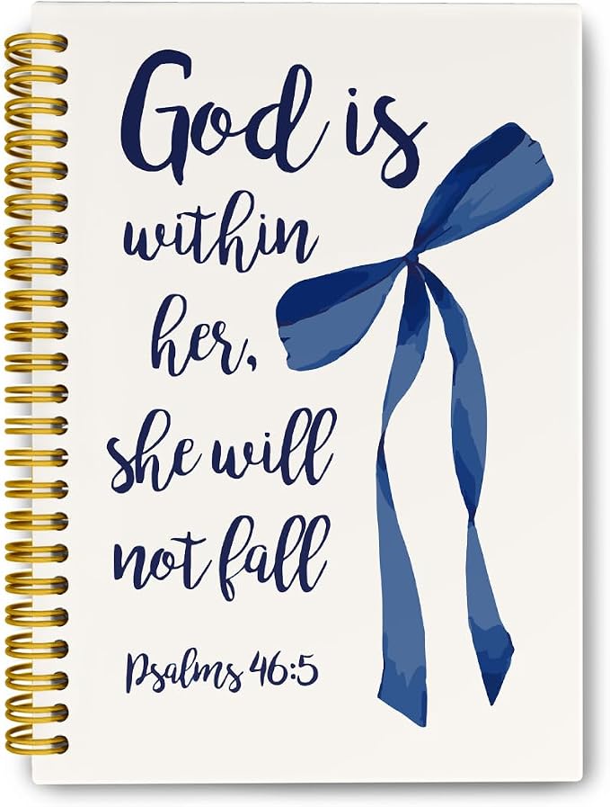 JKMBN Navy Blue Christian Bible Study Spiral Notebook Jouranl for Women