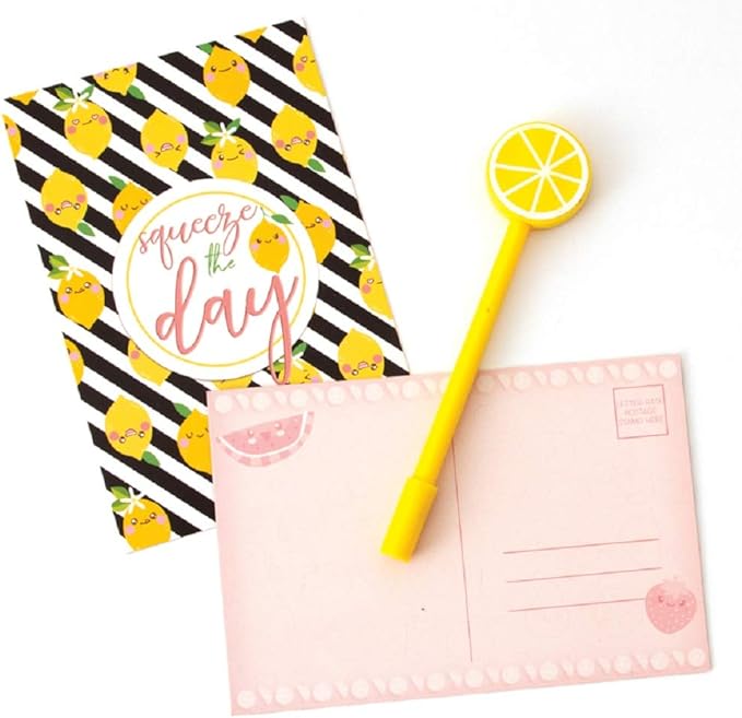 Playhouse 29-piece Kawaii Cutie Fruitie Letters and Notes Stationery Tote Set for Kids