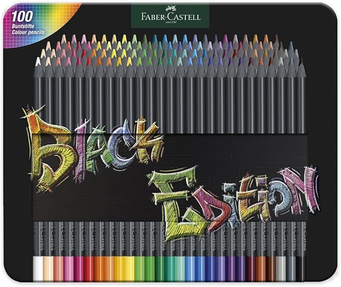 Faber-Castell Black Edition Colored Pencils, Classic 1 Count (Pack of 100)