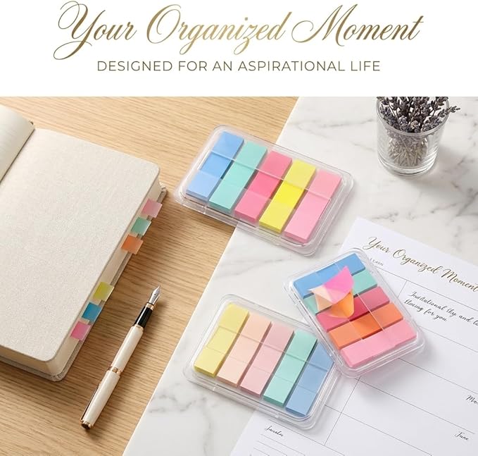 300Pcs Aesthetic Sticky Tabs for Annotating Books, Colorful Transparent Page Markers & Flags, Clear Index Note Stickers for Bible, Notebooks & Reading, Small Mini Pop Up Tab Set