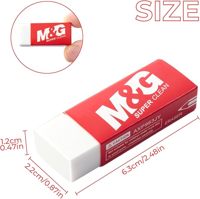 M&G Pencil Eraser for Kids, 20 Pack, White Erasers Bulk for Artists, Drawing Eraser for Sketching, Art Erasers for Drawing, School,Office Supplies