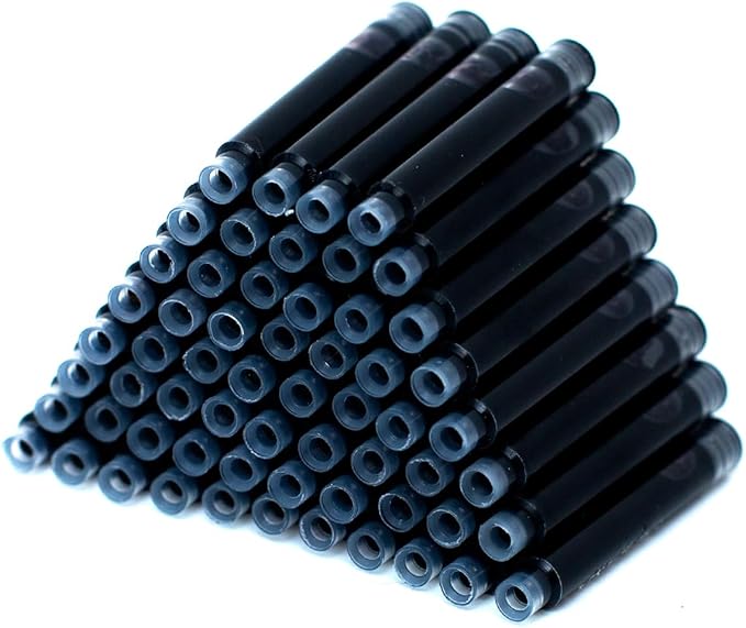 60 Count Bociyer Fountain Pen Ink Refill Cartridges | Ink Cartridge | 3.4mm bore Diameter | Black Ink