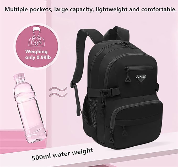 Casual Lightweight Backpacks for Boys & Girls, School Bookbags, 15 "Laptop Backpack, Travel Bag (212-hei)