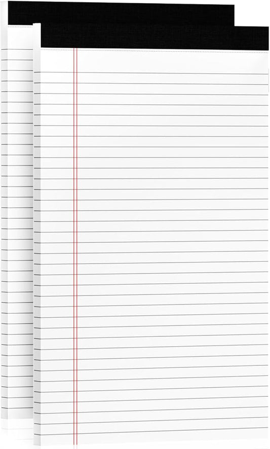 Legal Pads 8.5 x 14 White Wide Ruled, 2 Pack Legal Note Pads 8.5 x 14 Notepad, Lined Paper Pads 8.5x14, Lined Tablets Writing Pads, Lined Writing Note Pad, White 70 GSM Pads Of Paper, 30 Sheets/Pad