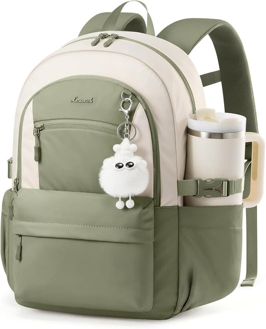 LOVEVOOK School Backpack for Teen Girls & Women, 35L Large Laptop Backpack with 40oz Water Bottle Pocket, Waterproof Cute College Bookbag, Student Backpack for Middle High School Travel Work Green