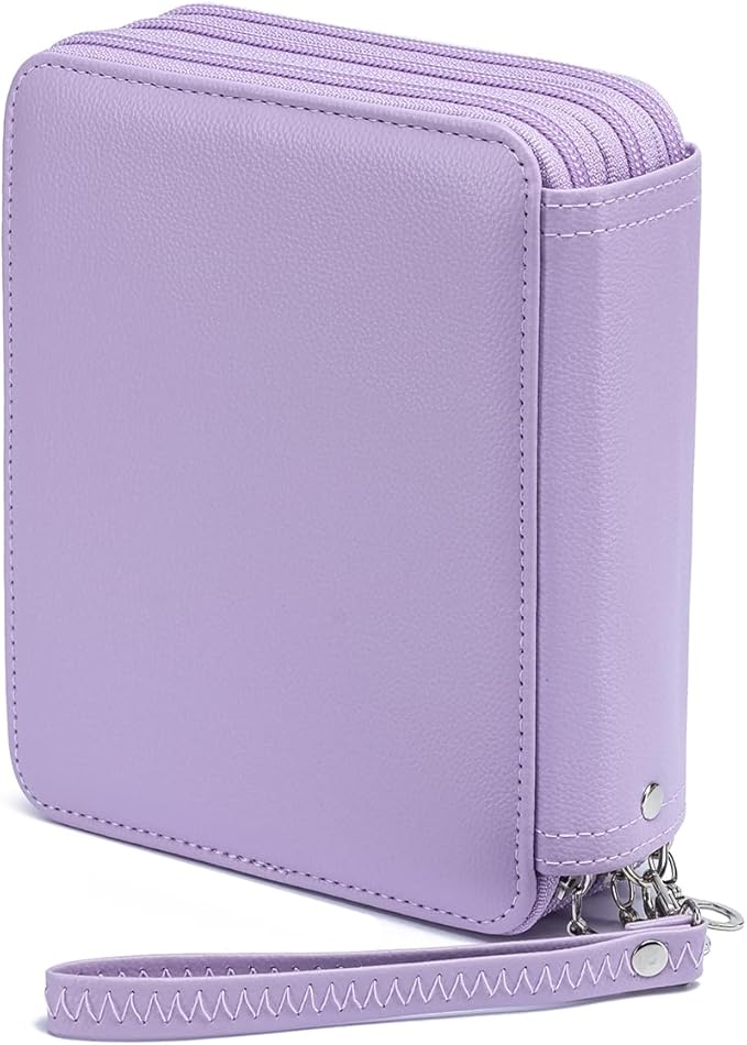YOUNGCOL Colored Pencil Case 72 Slots PU Pencil Holder with Zipper Color Pencil Organizer Storage for Artist,Purple