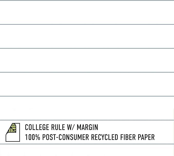 Composition Books, 4 Pack, Sustainability Designed, 9.75”x 7.5", 80 Sheets, 100% Recycled College Ruled Pages, Vegan, 2 Cover Designs, Made in USA