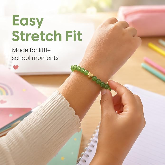 Back to School Bracelets Heart Matching Mommy and Me Elastic Wish Strings Bead Bracelets First Day of School Supplies Gifts
