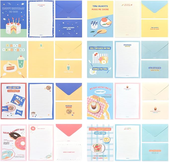 Monolike Fall In Newtro Dessert Letter Paper and Envelopes Set - 8Type, 32 Letter Paper + 16 Envelopes
