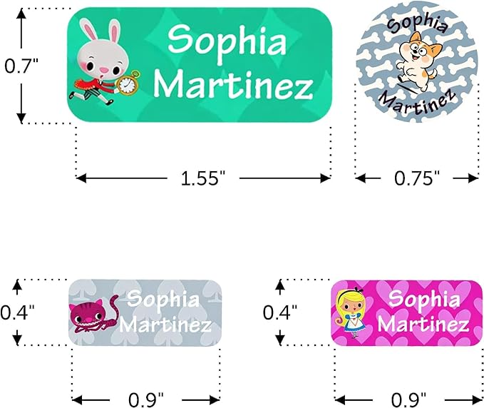 Waterproof Custom Name Stickers (135 Labels) - Personalized Daycare Labels for Clothing, Water Bottles, Lunch Boxes & School Supplies - Ideal for Camp & Daycare - No-Iron (Bunny Clockss)