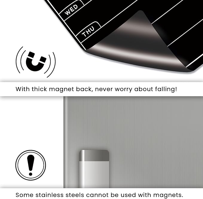 ALEZEL Magnetic Menu Board for Fridge, Weekly Calendar Blackboard Set for Refrigerator - Includes Weekly Black Dry Erase Board for Kitchen & 2 Grocery List, 3 Chalk Markers + Eraser