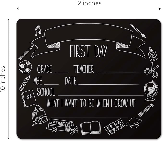 First and Last Day of School Icons Chalkboard Style Sign Set/Reusable Back to School Photo Props / 10" x 12" Elementary Grade Blackboard/Classroom Student Icon Art Signs
