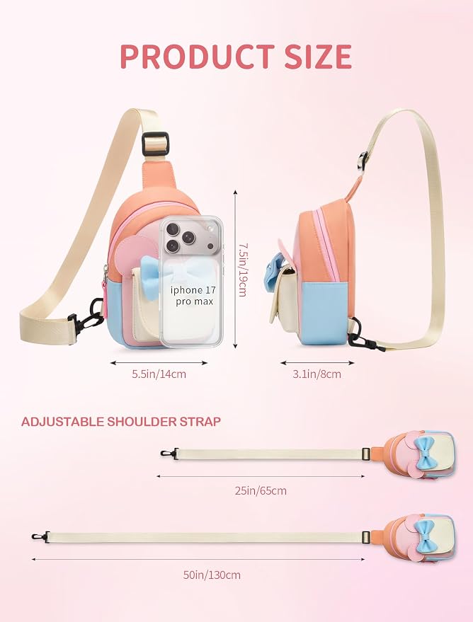 Birthday Back to School Gifts for Girls 3-8, Kids Fanny Pack Toddler Purse | Cute Fashion Sling Crossbody Bag for 3 4 5 6 7 8 Year Old Girls with Adjustable Strap. Perfect for Travel Holiday Essentials