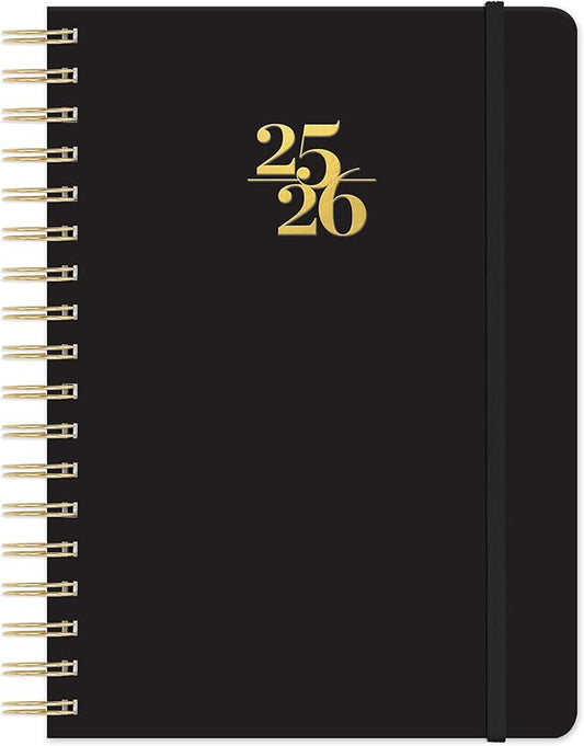 Orange Circle Studio Academic 2026 Planner, Amazon Exclusive, Black, Tri-Tab Planners, August 2025 to December 2026, 9.6" x 7", Monthly & Weekly Planner Calendar for School or Work, Note Pages